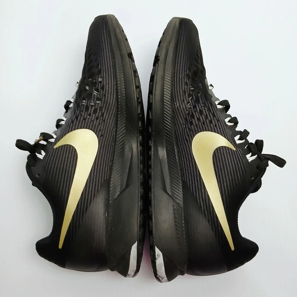 Nike Air Zoom Pegasus 34 Womens Black Gold Running Shoes Size 8